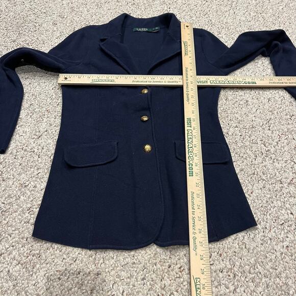 Lauren Ralph Lauren Sweater Blazer Sz N Navy Blue Cotton Old Money Preppy - Picture 3 of 5